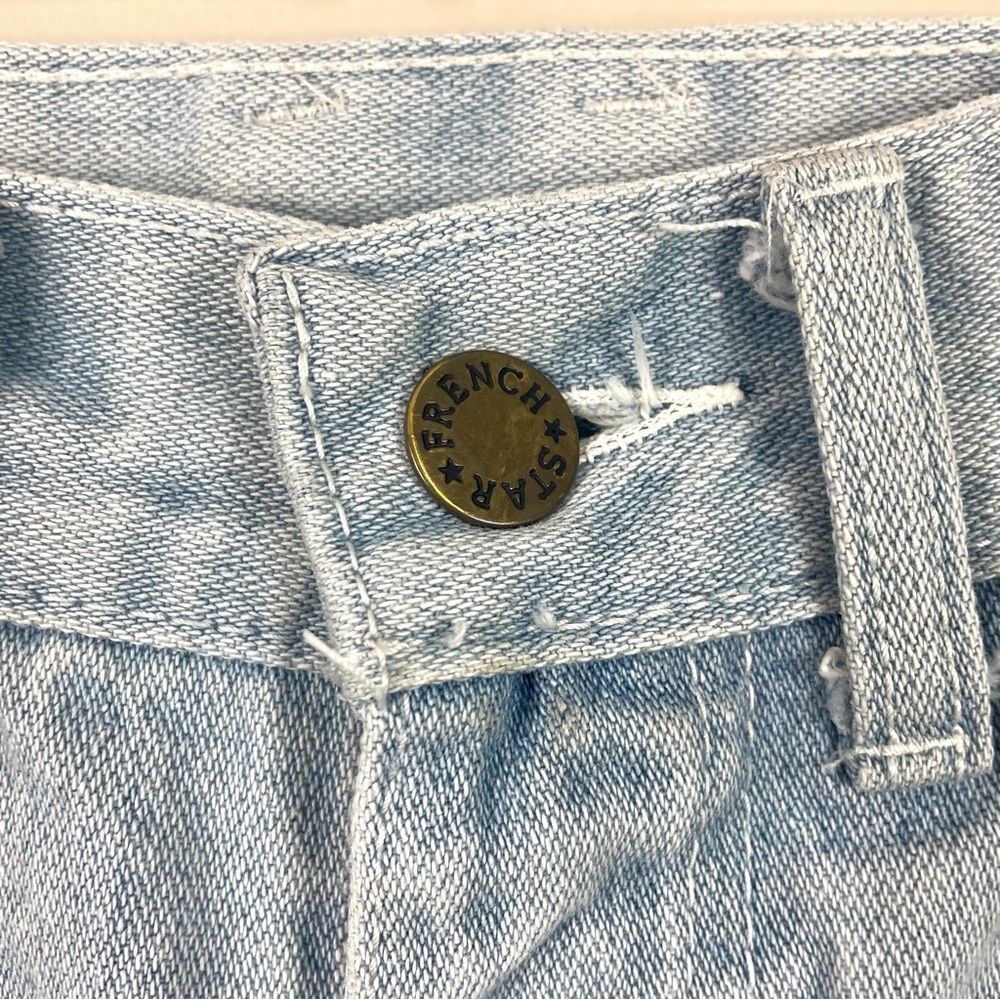 French Star Vintage 70s Jeans High Rise Light Wash Zipper Back Pocket Size 27‎ - Picture 5 of 16